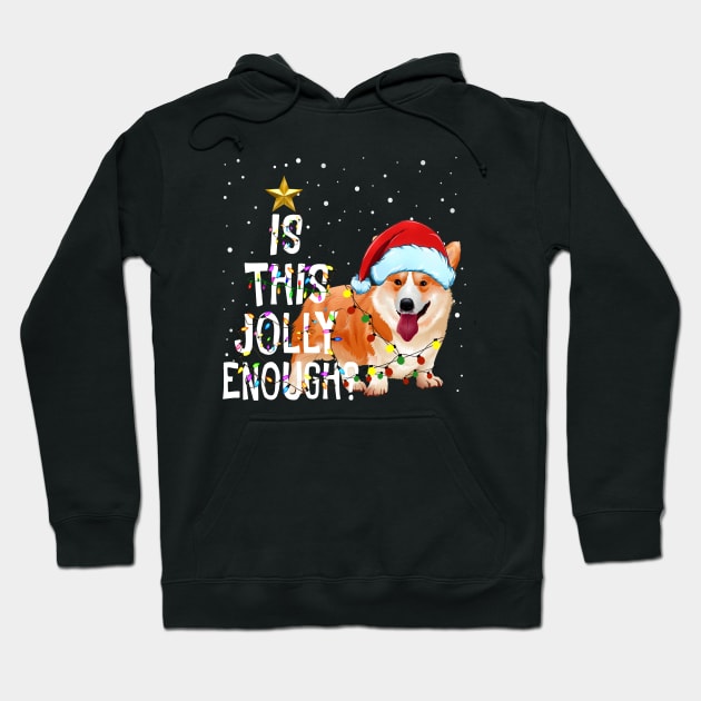 Is This Jolly Enough Sweatershirt  - Corgi Light With Santa hat Christmas Gift Hoodie by kimmygoderteart